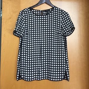 J. Crew silk check top size 2